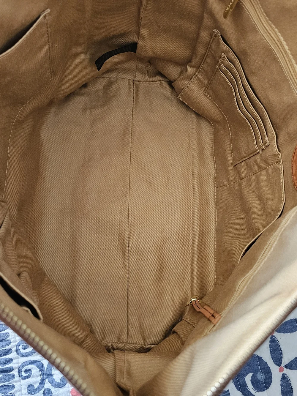 Fossil Beige and Brown Tote Bag